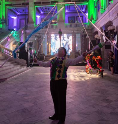 CK Juggler at a Mardi Gras event